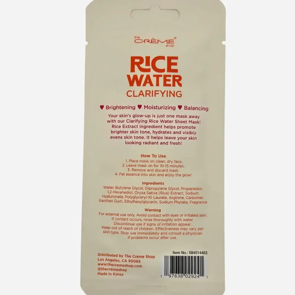 The Creme Shop Rice Water Mask - 3 Masks